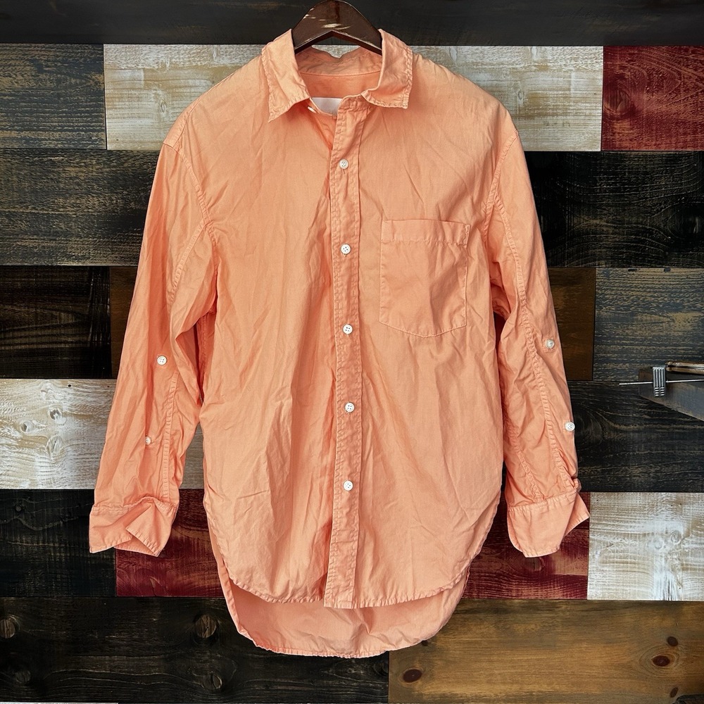 Citizens of Humanity Kayla Pink Orange Oversize Long Sleeve Button Up Shirt XS